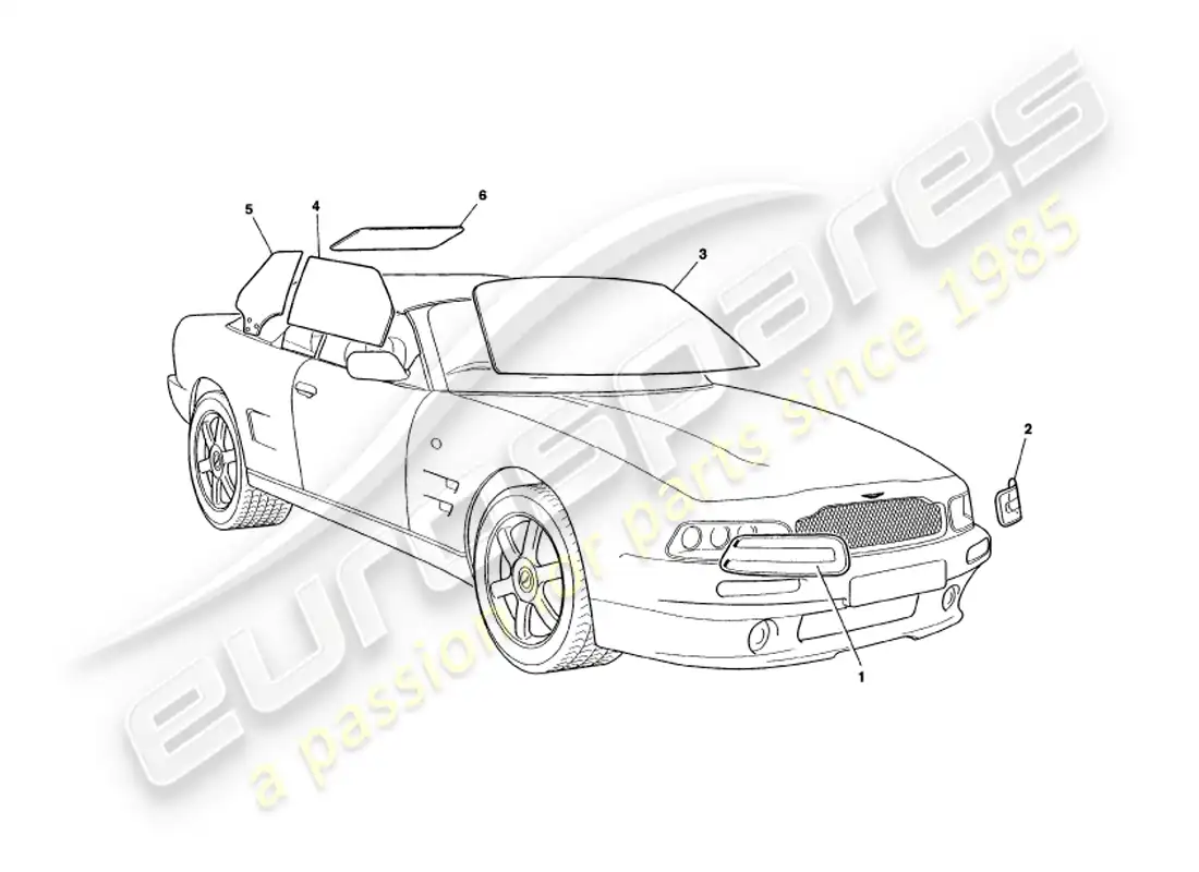 aston martin v8 volante (1997) vaso diagrama de piezas