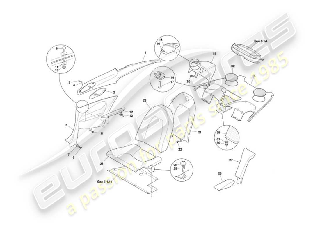 aston martin vanquish (2002) moldura trasera, 2 + 2 diagrama de piezas
