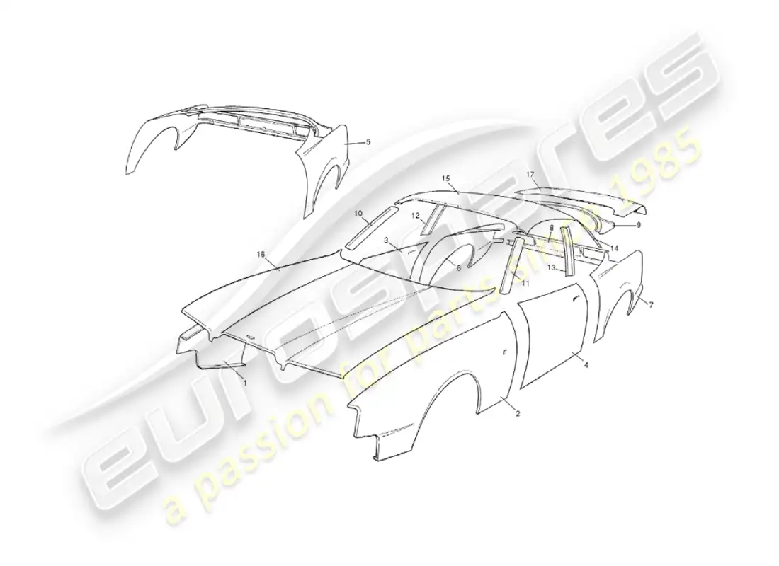 aston martin v8 virage (2000) paneles de carrocería, salón diagrama de piezas
