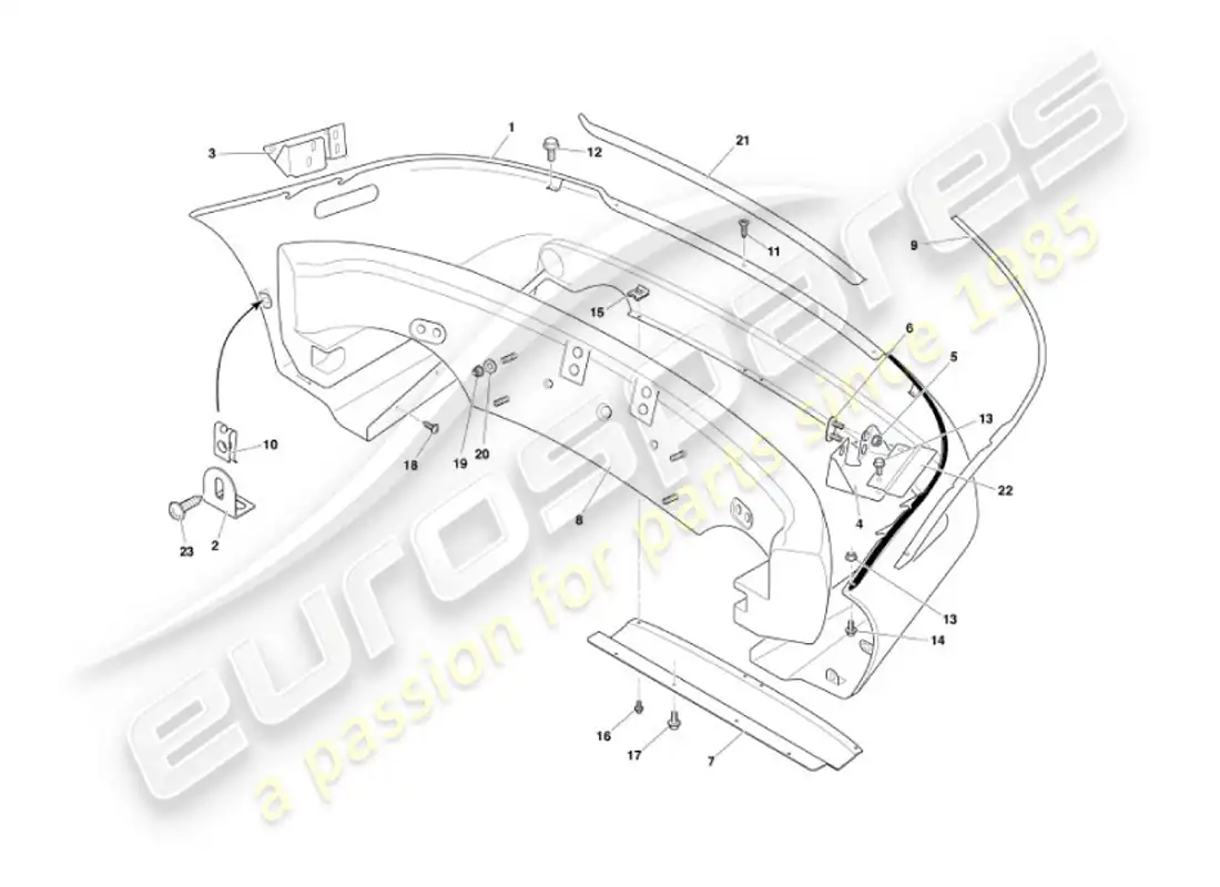 aston martin vanquish (2002) parachoques trasero diagrama de piezas