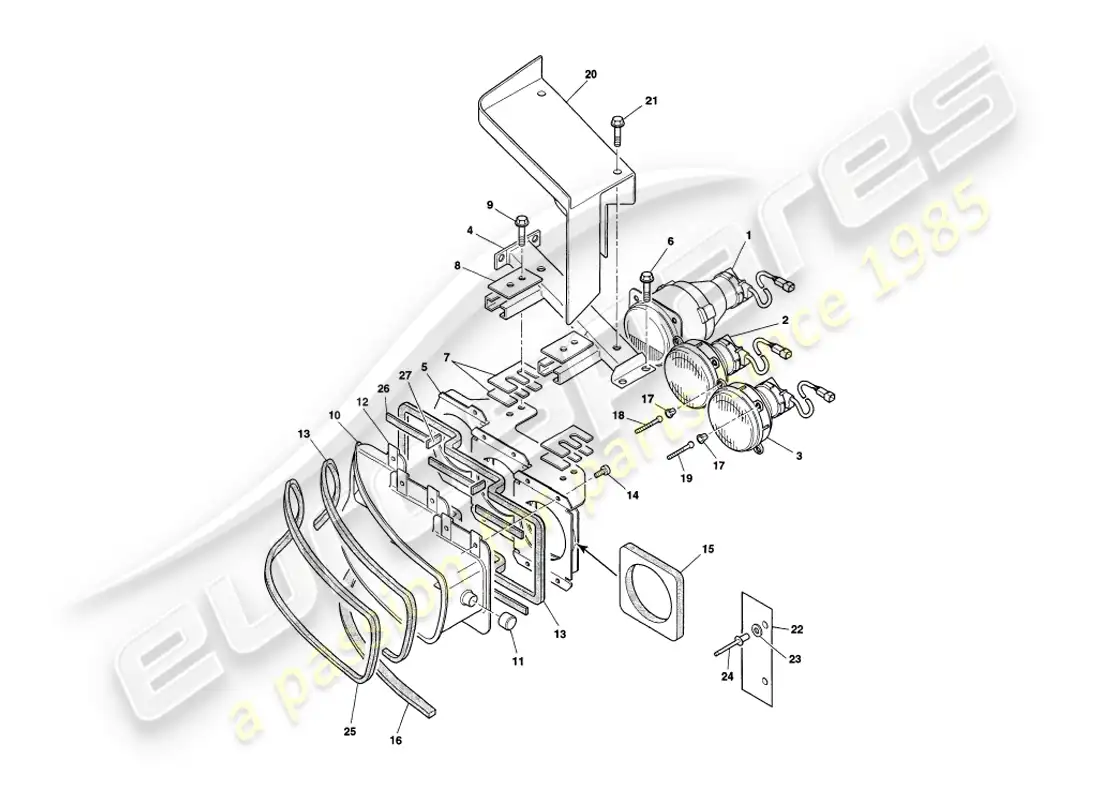 aston martin v8 coupe (2000) faros diagrama de piezas