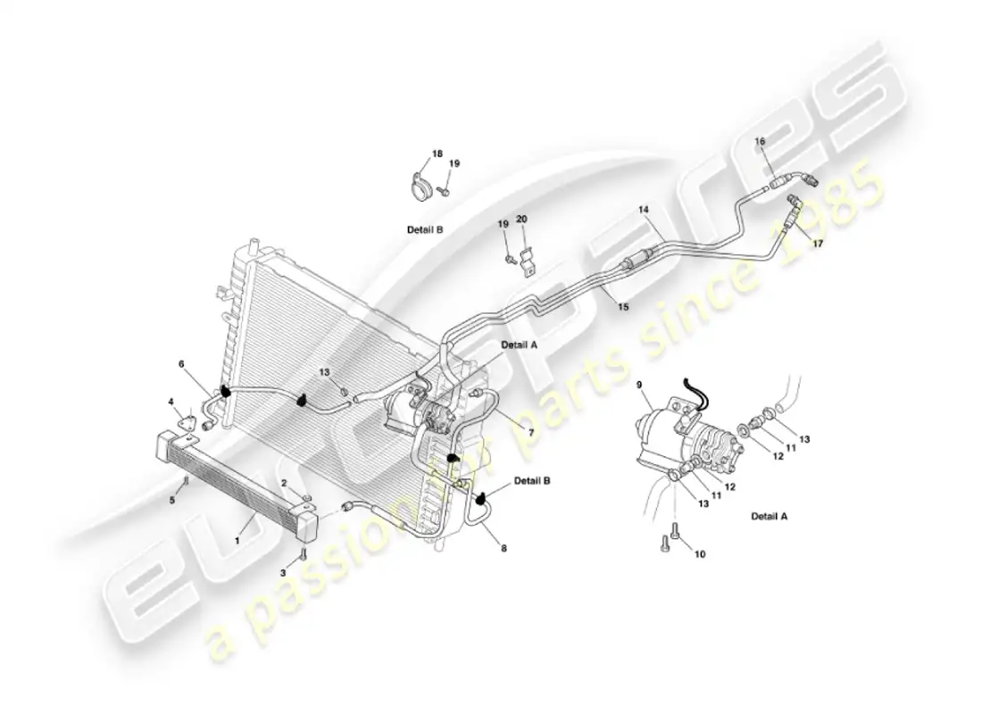 aston martin vanquish (2003) transmisión de refrigeración de aceite diagrama de piezas