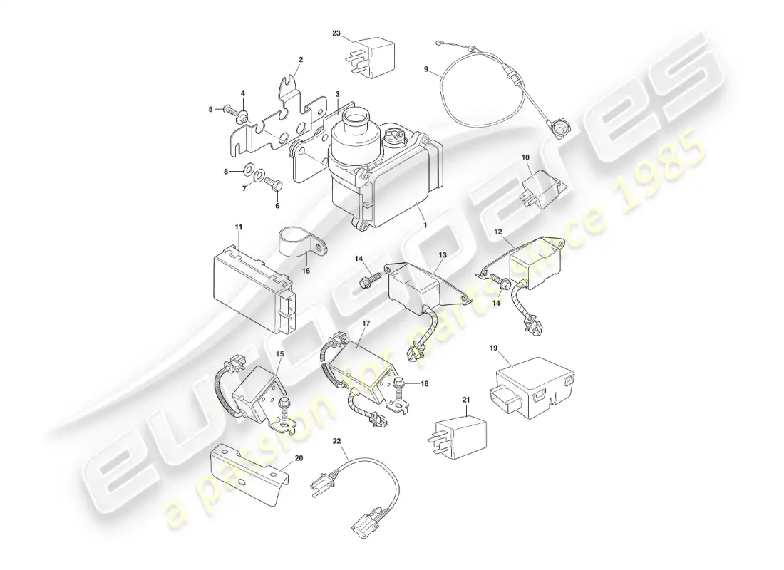 aston martin v8 virage (2000) componentes y cableado diagrama de piezas