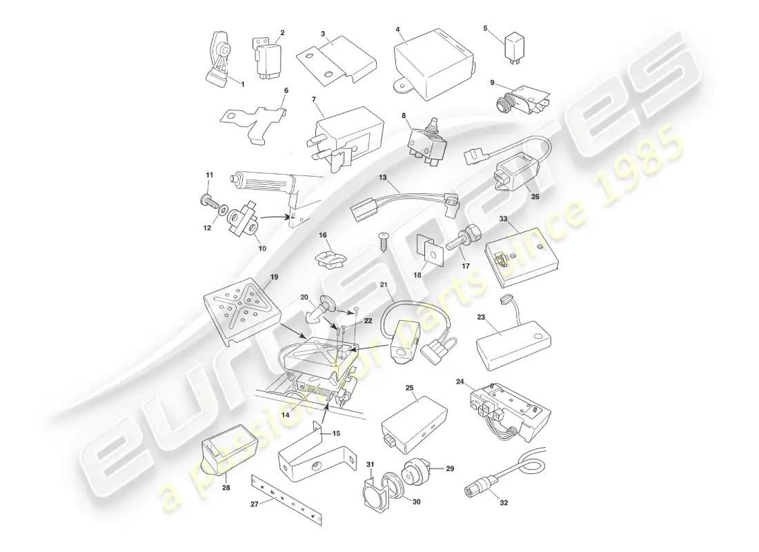 aston martin v8 virage (2000) componentes y cableado diagrama de piezas