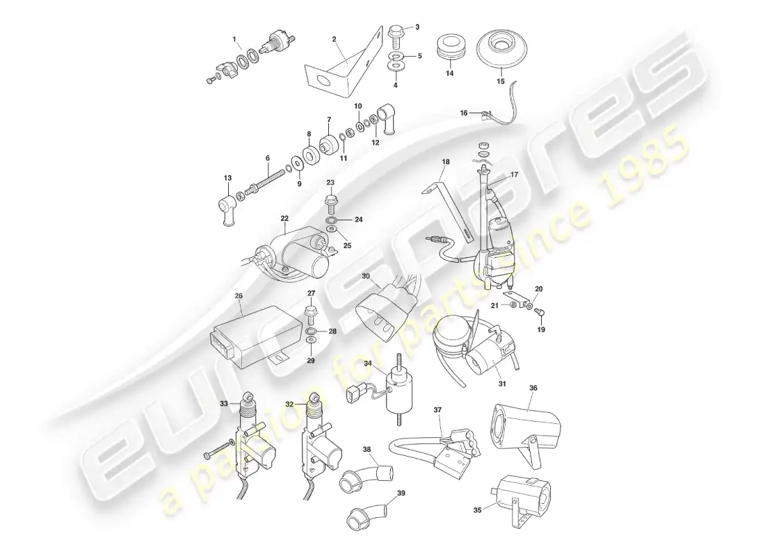aston martin v8 virage (2000) componentes y cableado diagrama de piezas