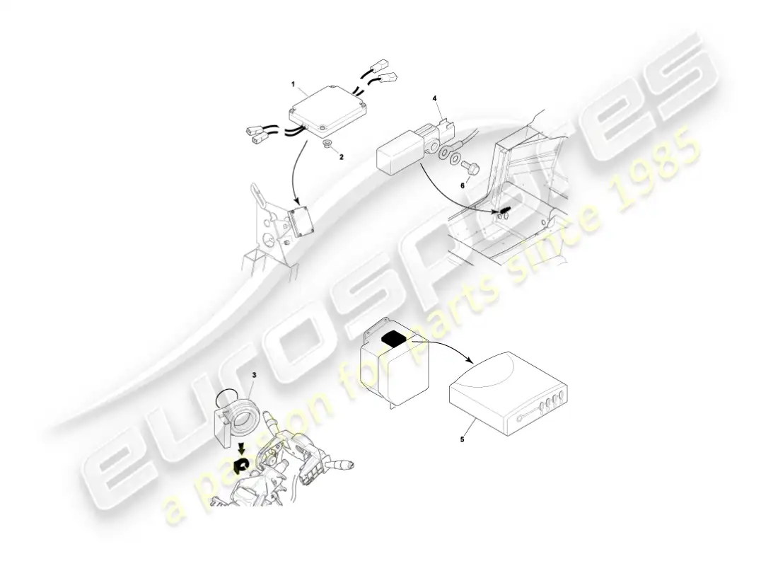 aston martin vanquish (2006) módulos de control electrónico diagrama de piezas