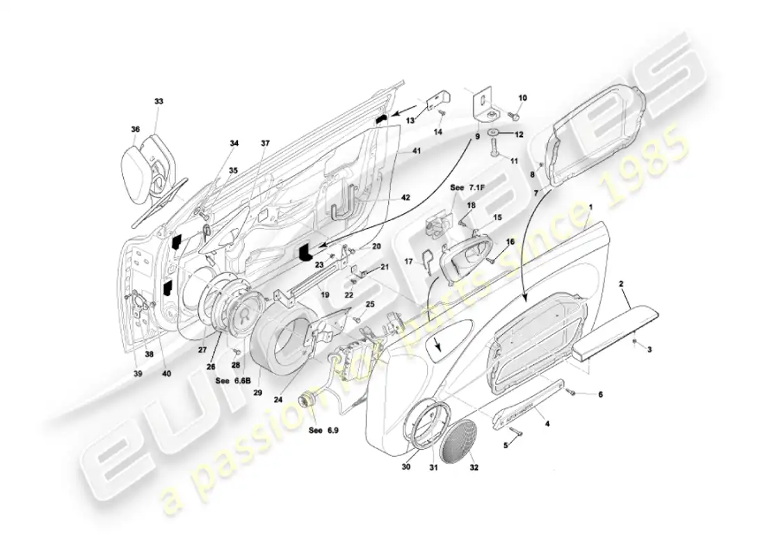 aston martin vanquish (2002) marcos y accesorios para puertas diagrama de piezas
