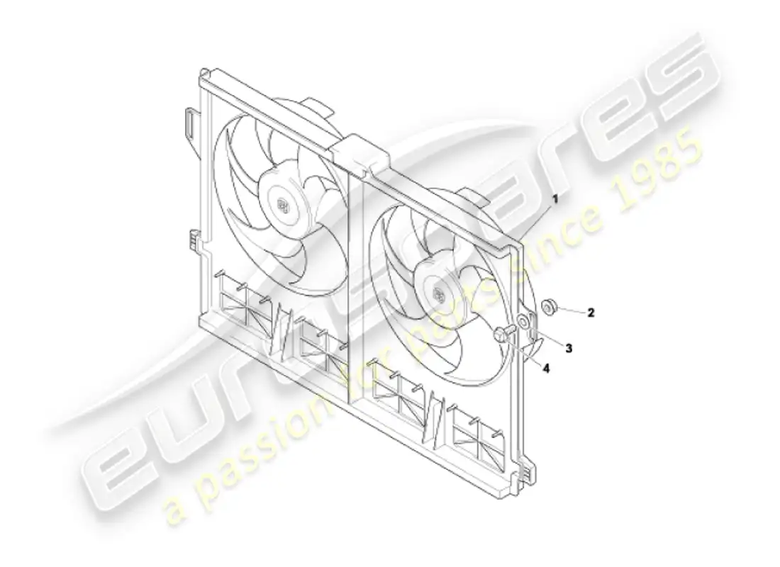 aston martin vanquish (2007) diagrama de piezas de la cubierta del ventilador de refrigeración