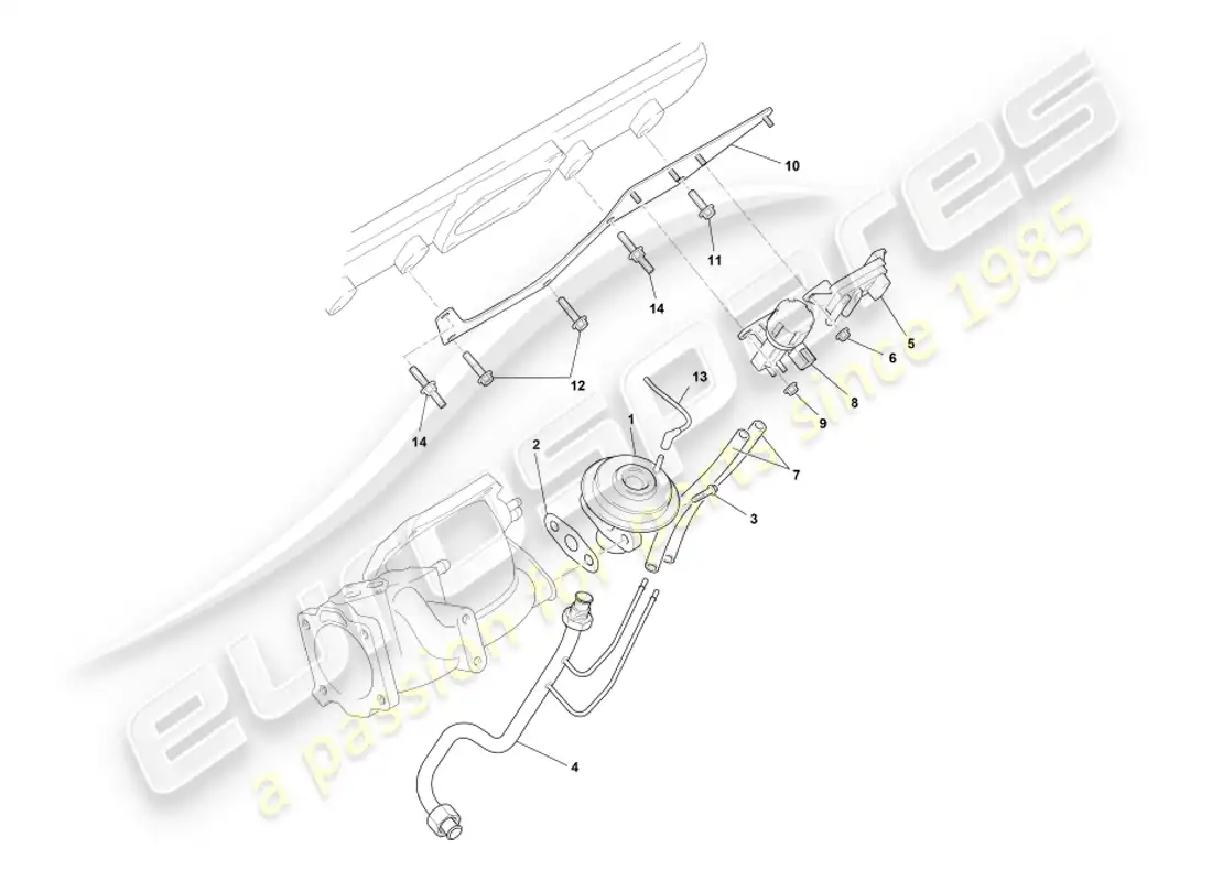 aston martin db7 vantage (2003) diagrama de piezas de los sistemas egr, dpfe y evr