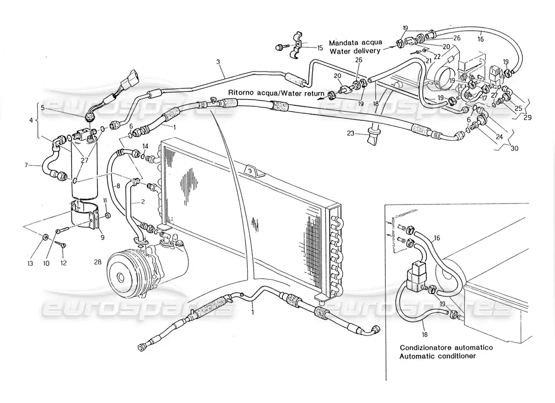 maserati 228 diagrama de piezas del sistema de aire acondicionado (dirección derecha)