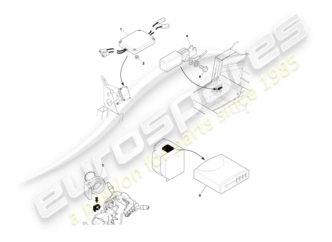 aston martin vanquish (2003) módulos de control electrónico diagrama de piezas