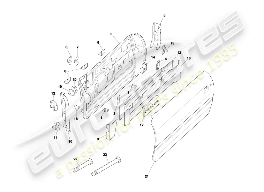aston martin db7 vantage (2003) diagrama de piezas de puertas