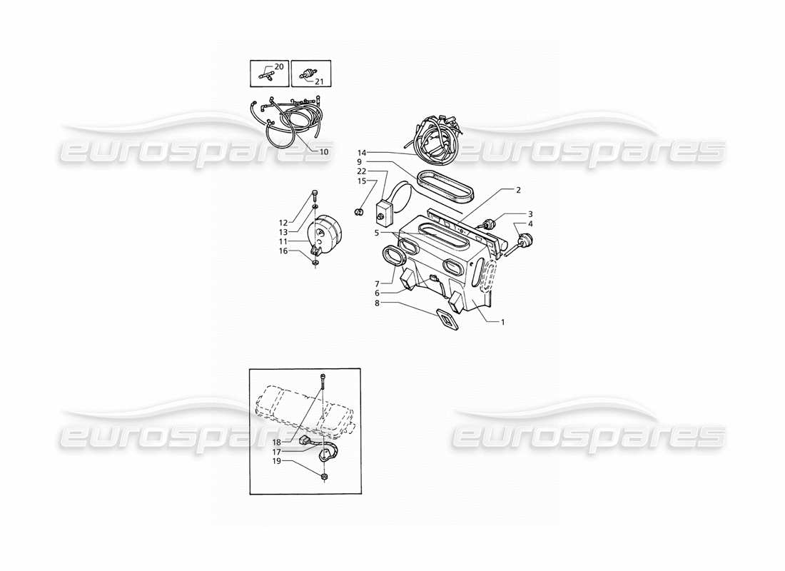 maserati qtp v6 (1996) automatic air conditioner assy (lhd) part diagram