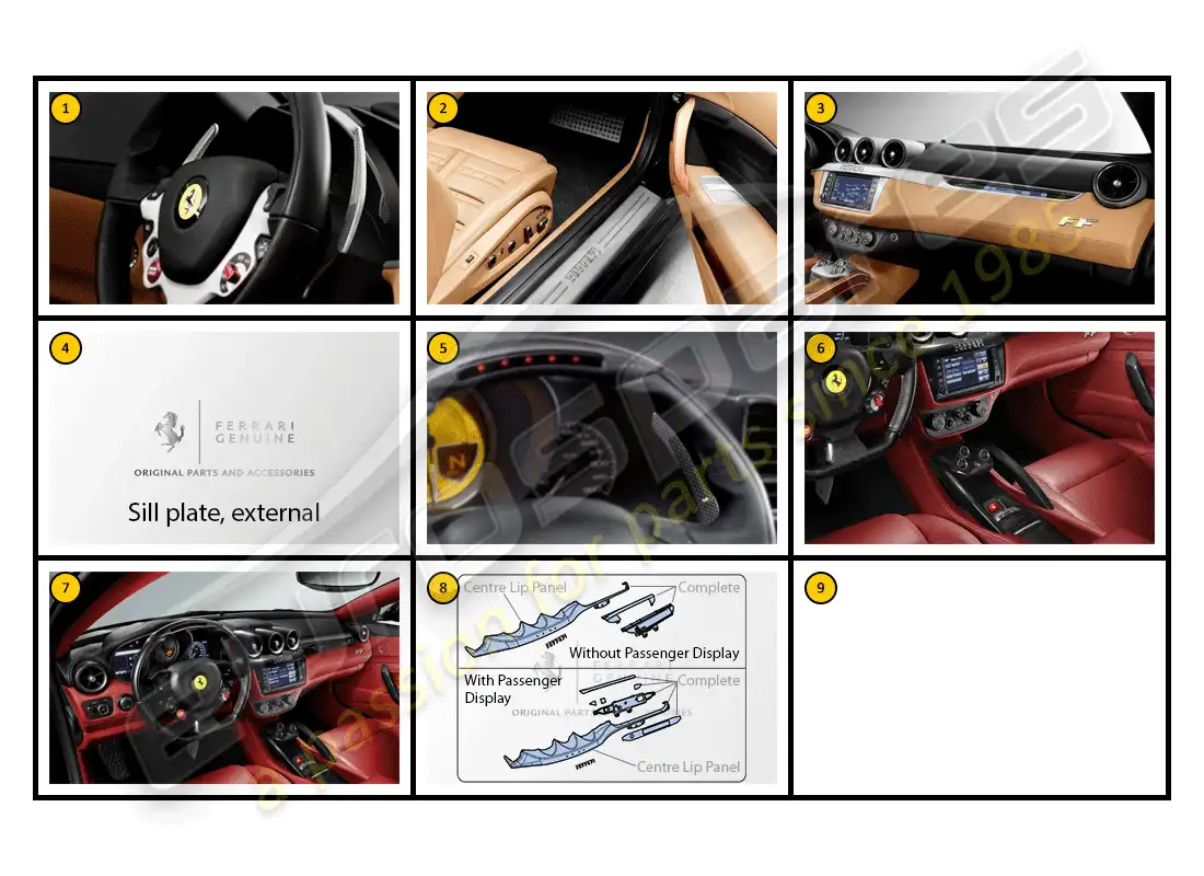 ferrari ff (accessories) interiores - generales diagrama de piezas