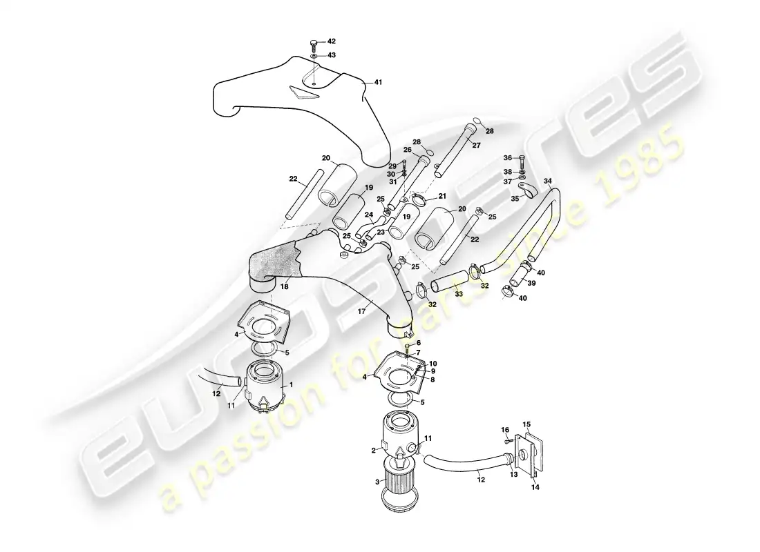 aston martin v8 coupe (2000) filtros de aire diagrama de piezas