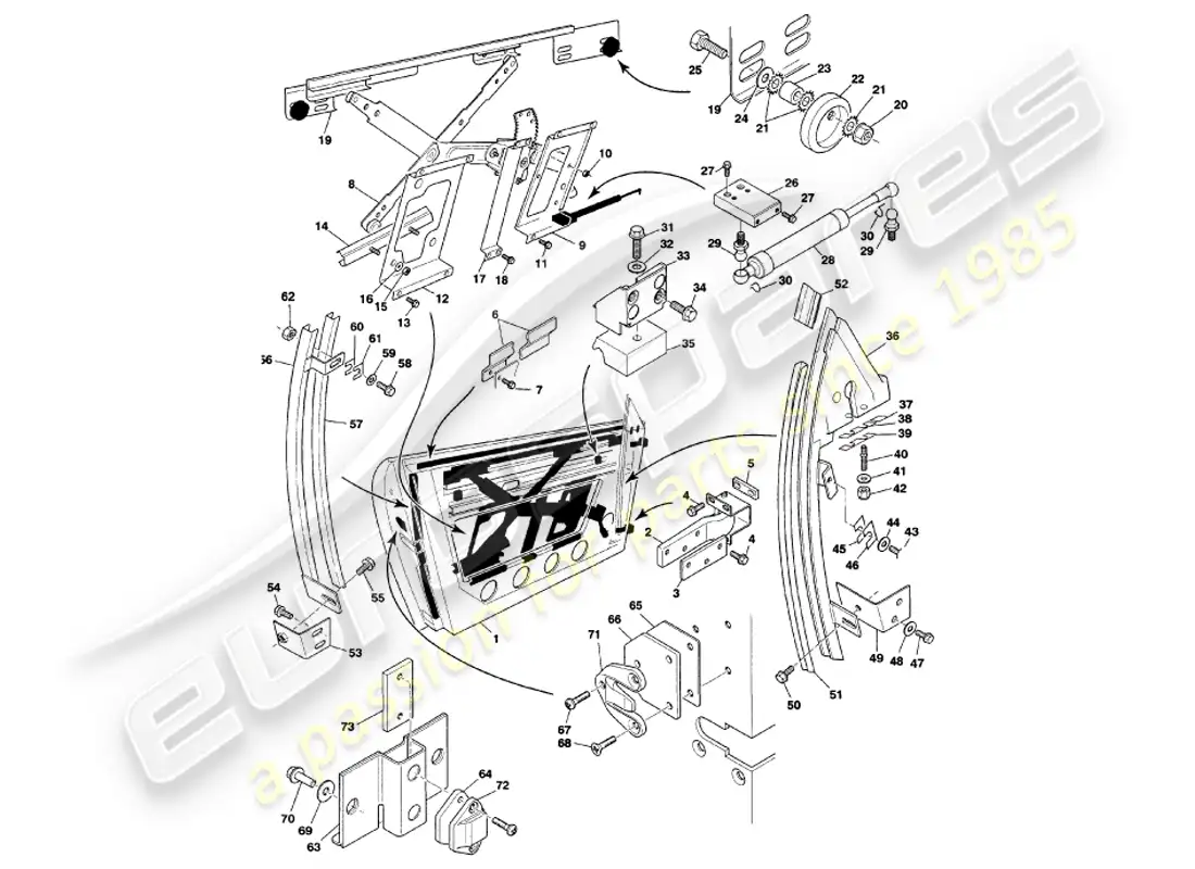 aston martin v8 volante (1999) puertas diagrama de piezas