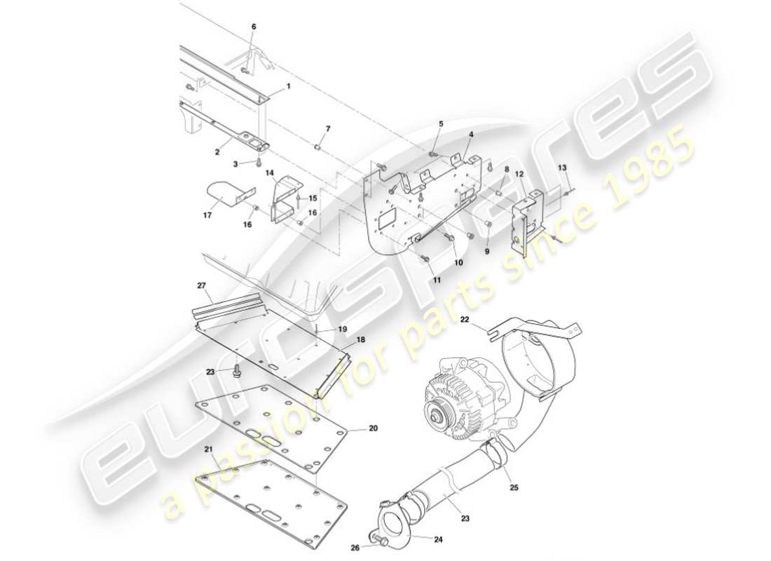 aston martin vanquish (2001) deflectores y escudos térmicos diagrama de piezas