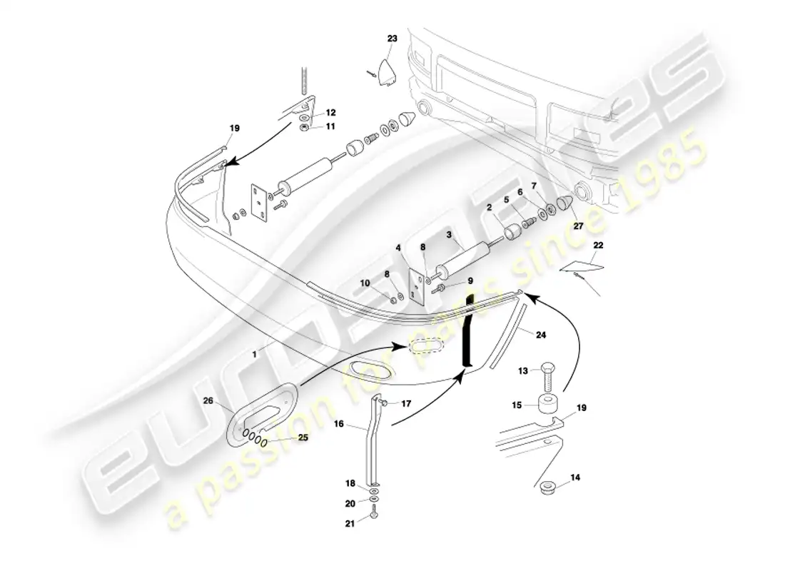 aston martin db7 vantage (2003) parachoques trasero, diagrama de piezas ea