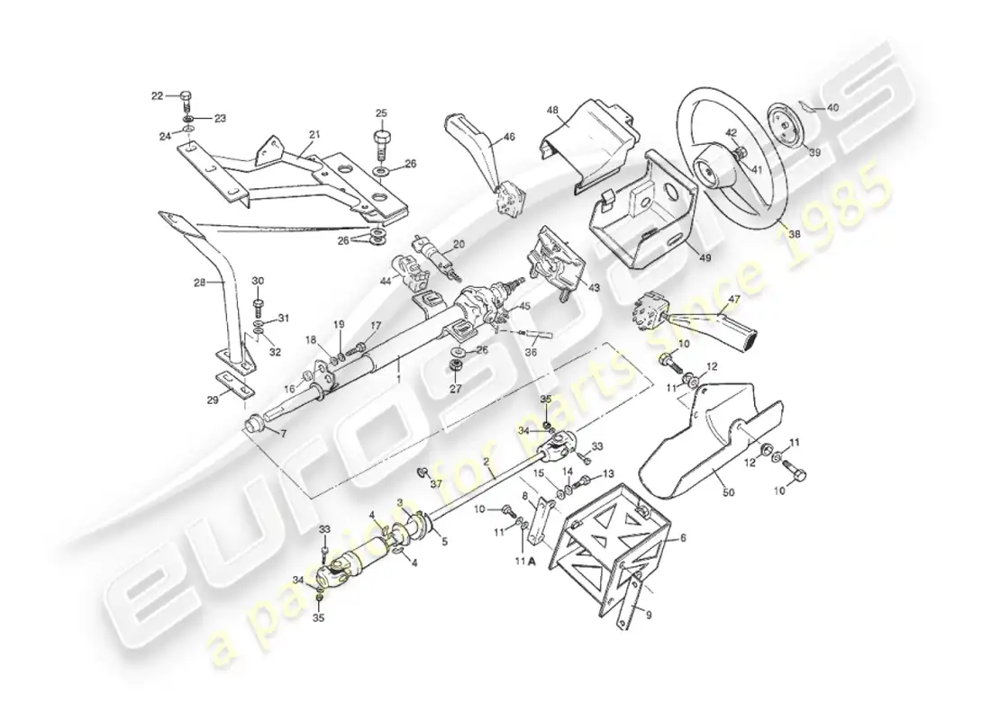 aston martin v8 virage (1999) columna de dirección diagrama de piezas