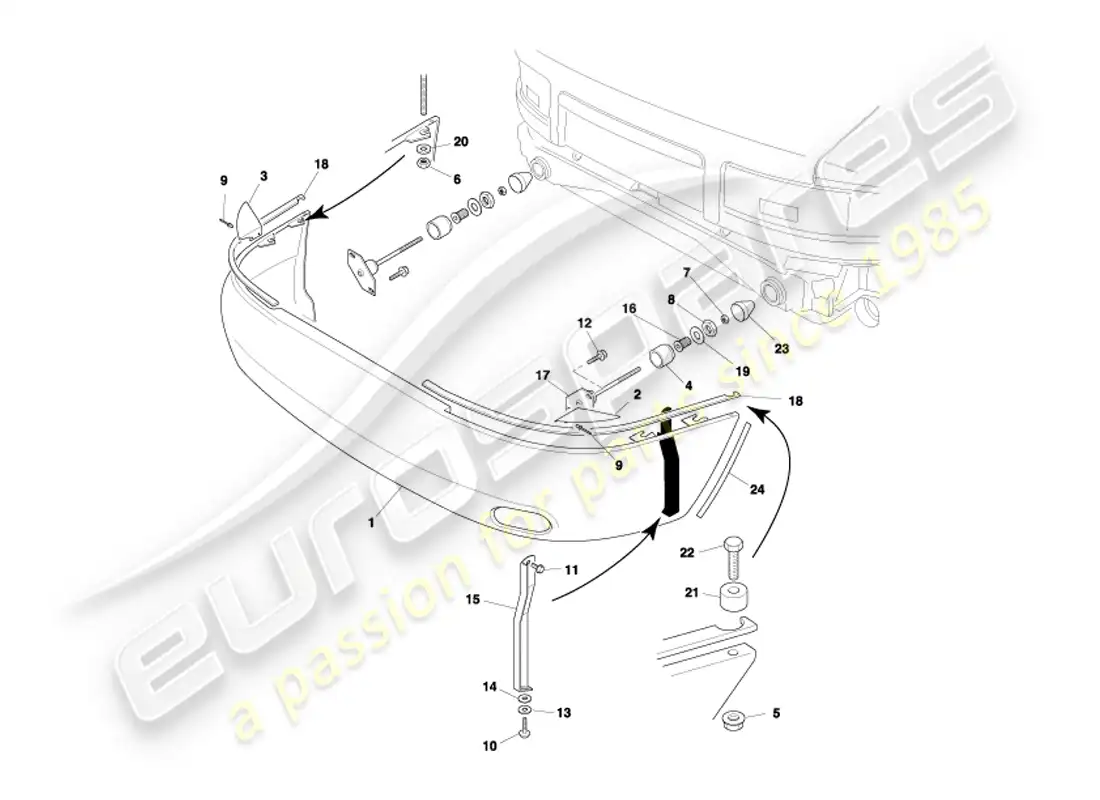 aston martin db7 vantage (2003) parachoques trasero, diagrama de piezas no ea