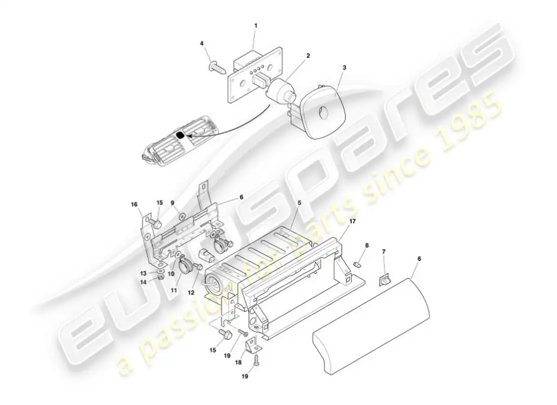 aston martin vanquish (2007) diagrama de piezas de fascia y molduras