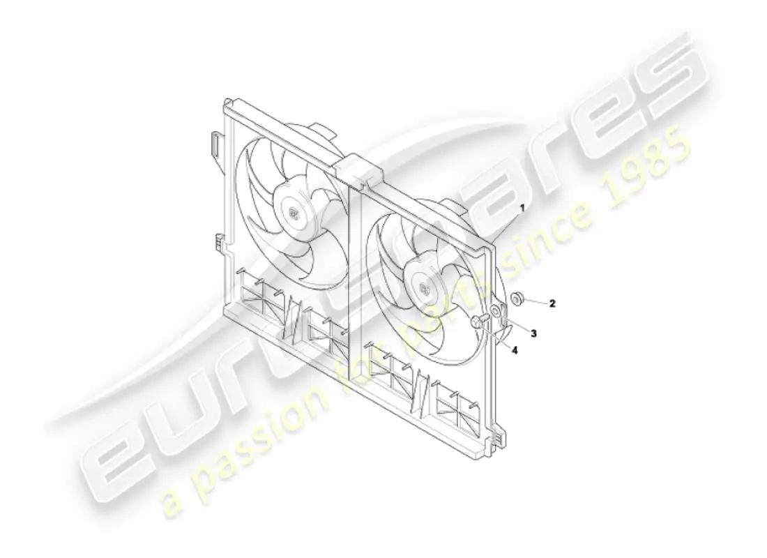 aston martin vanquish (2005) cubierta del ventilador de refrigeración diagrama de piezas
