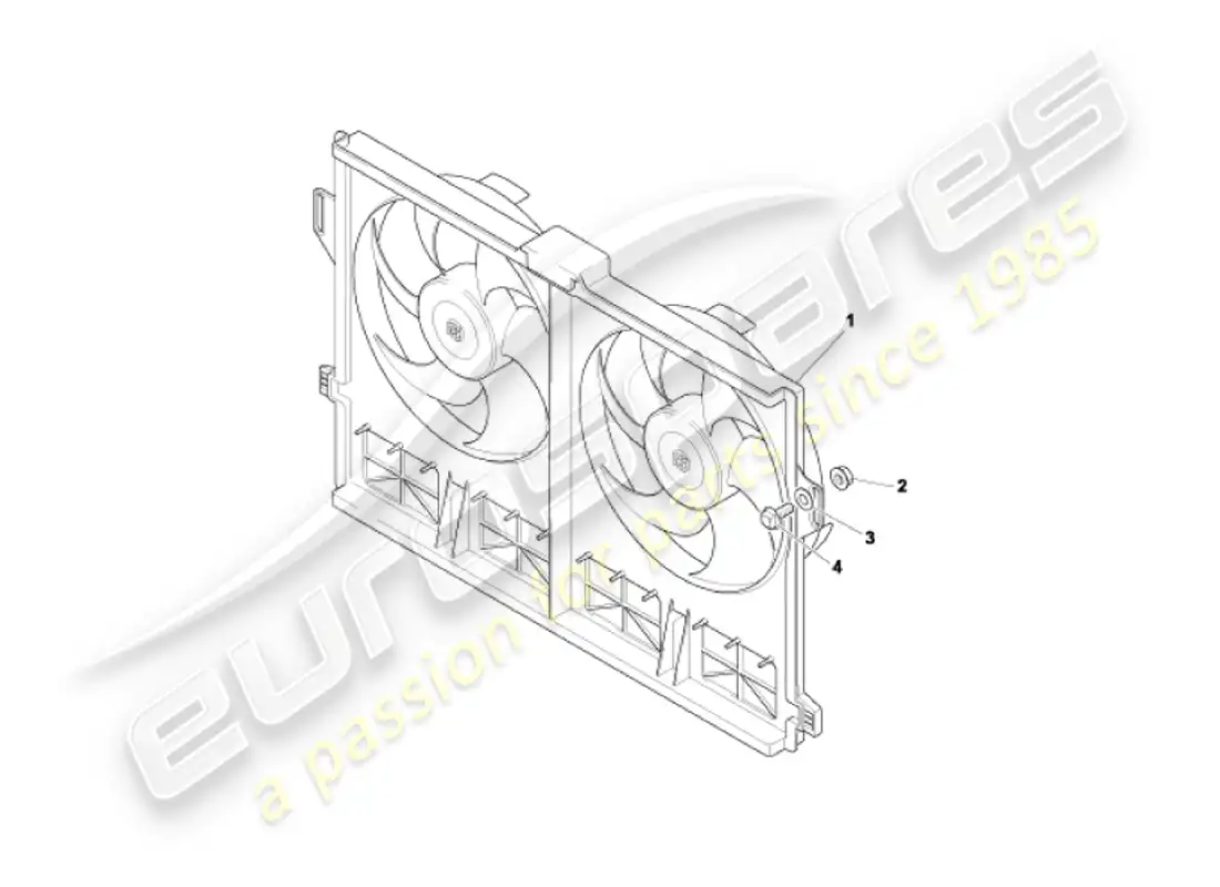aston martin vanquish (2003) cubierta del ventilador de refrigeración diagrama de piezas