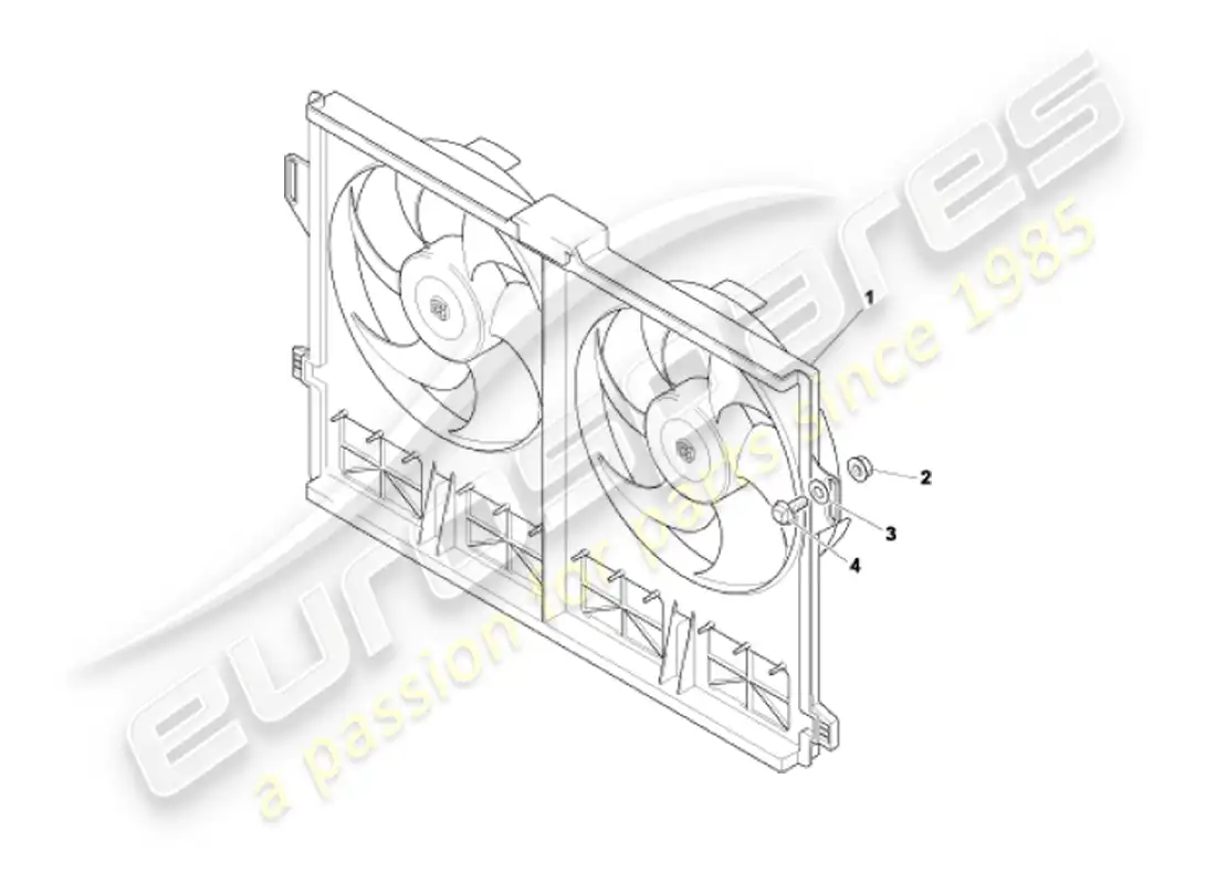 aston martin vanquish (2002) cubierta del ventilador de refrigeración diagrama de piezas