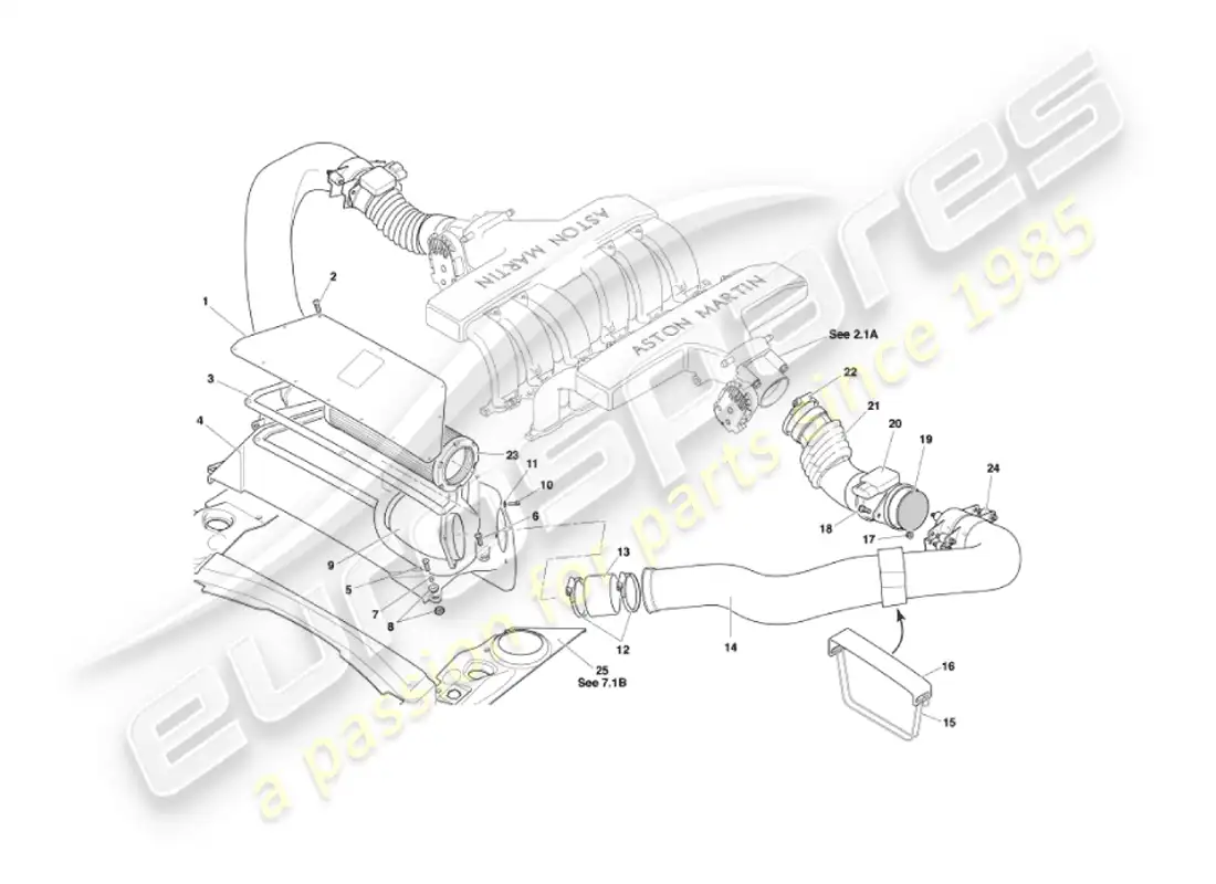 aston martin vanquish (2004) filtros de aire y sensores maf diagrama de piezas