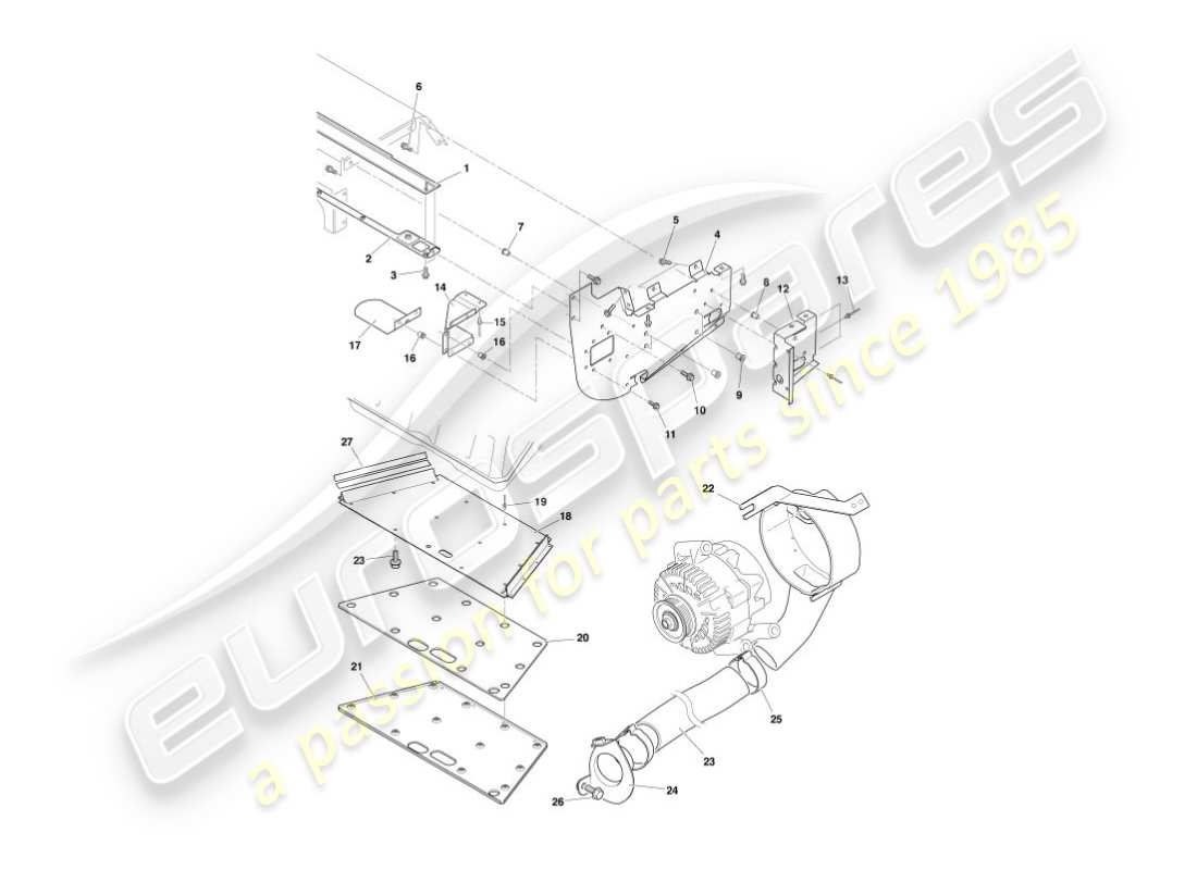 aston martin vanquish (2007) deflectores y escudos térmicos diagrama de piezas