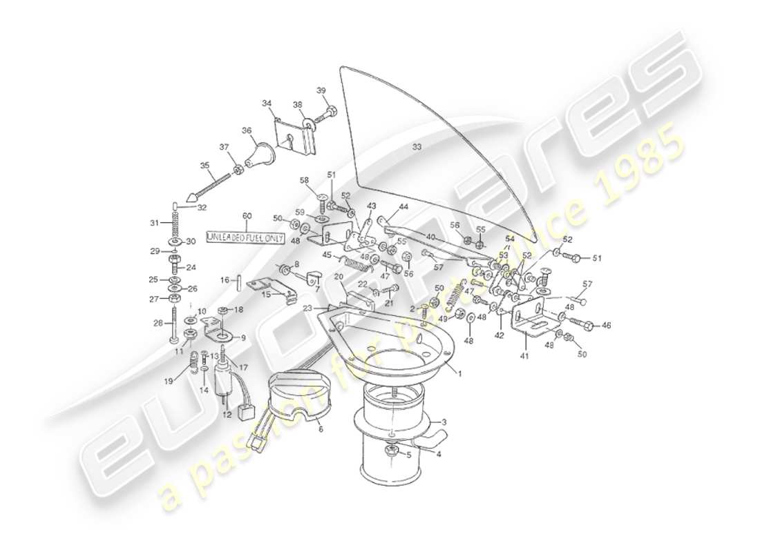 aston martin v8 virage (1999) tapas de llenado de combustible diagrama de piezas