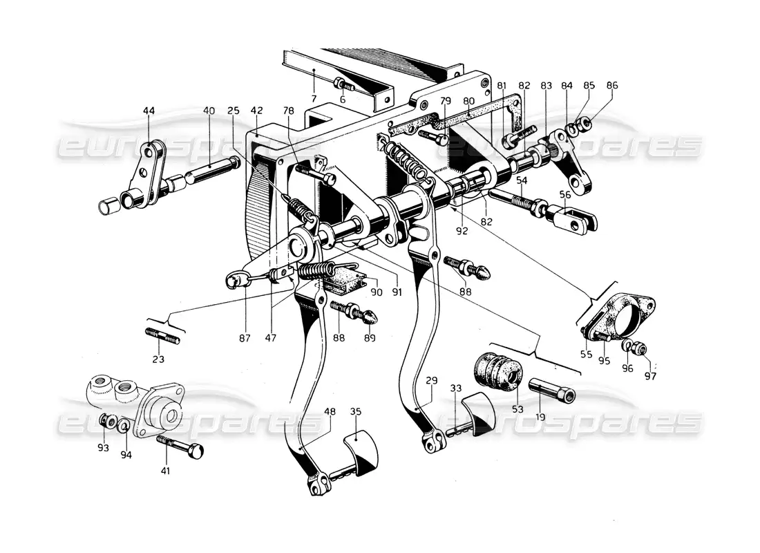 ferrari 275 gtb/gts 2 cam caja de pedales - modelos con volante a la izquierda diagrama de piezas
