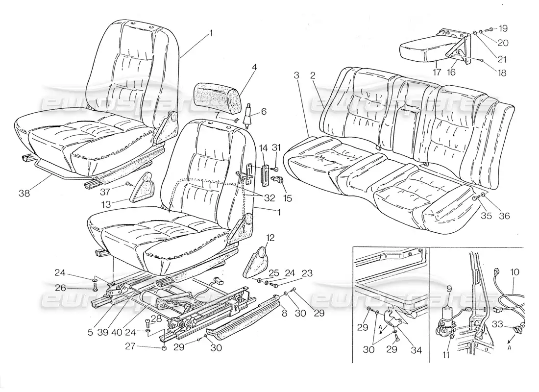 maserati 228 diagrama de piezas del movimiento eléctrico para sellos delanteros y traseros