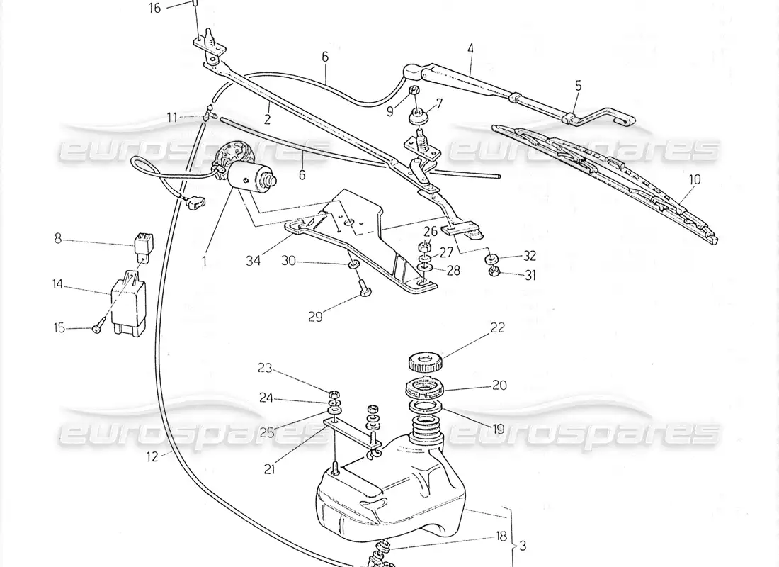 maserati 228 diagrama de pieza del limpiaparabrisas - arandela (dirección derecha)
