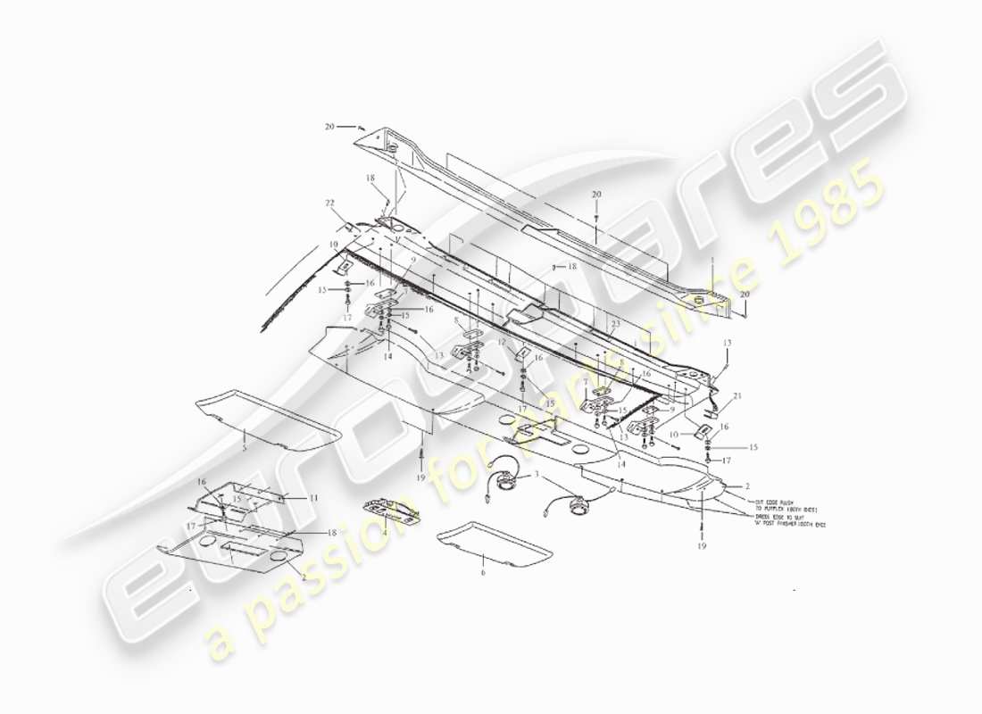 aston martin v8 virage (2000) riel de cabecera, volante diagrama de piezas