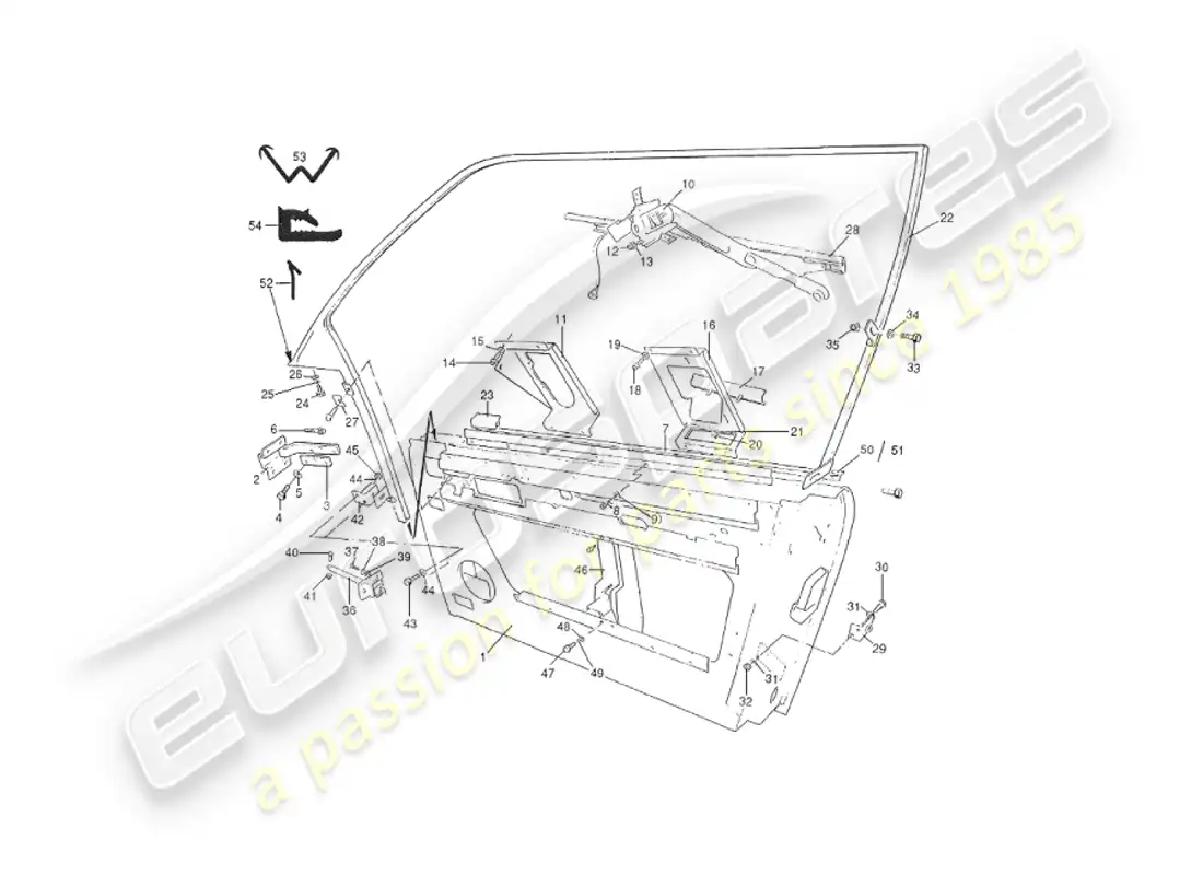 aston martin v8 virage (2000) puertas, salón diagrama de piezas