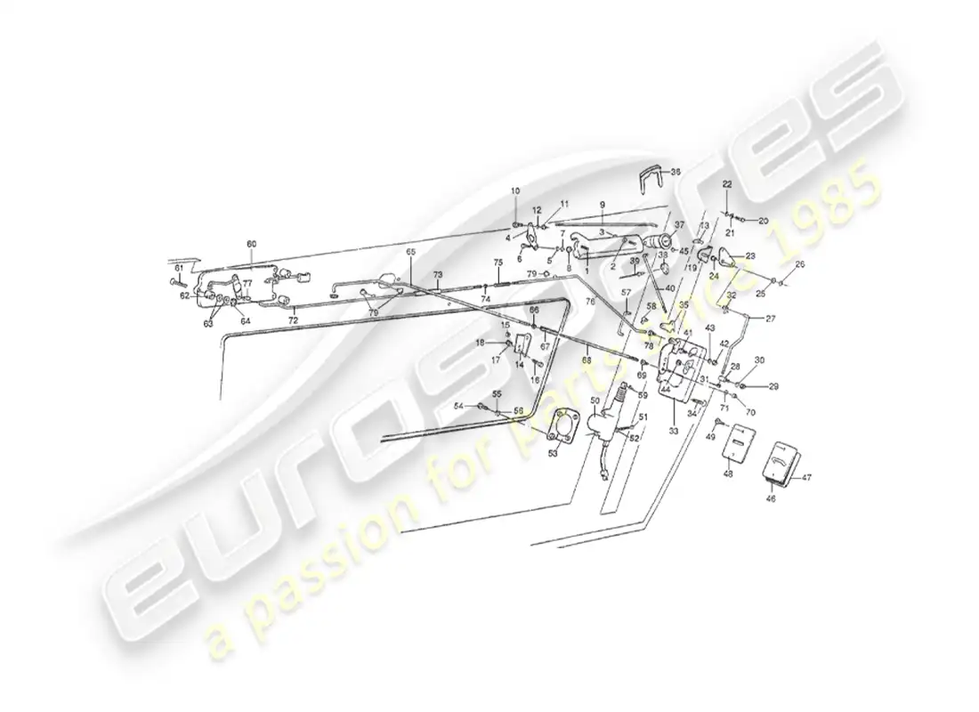 aston martin v8 virage (2000) bloqueo de puerta diagrama de piezas