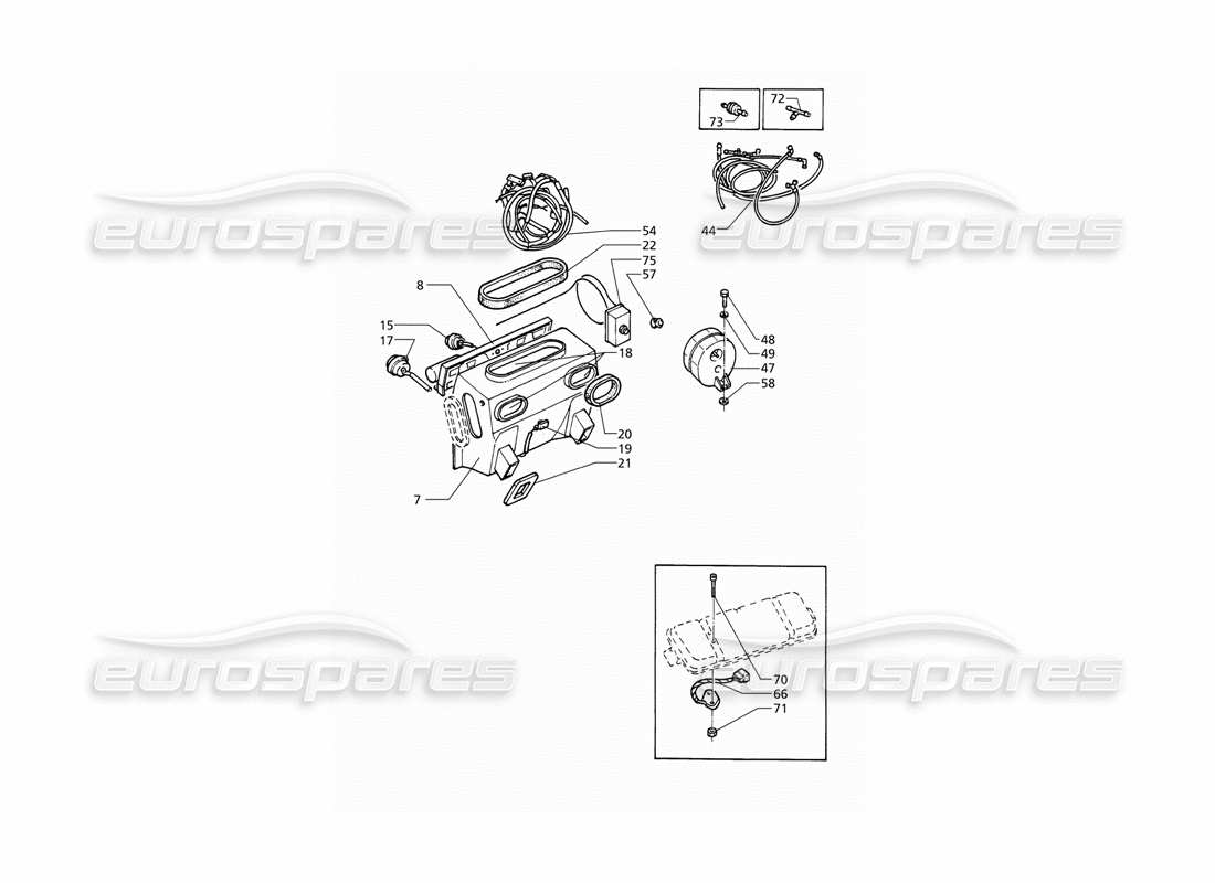 un diagrama de piezas del catálogo de piezas maserati qtp v6 (1996)
