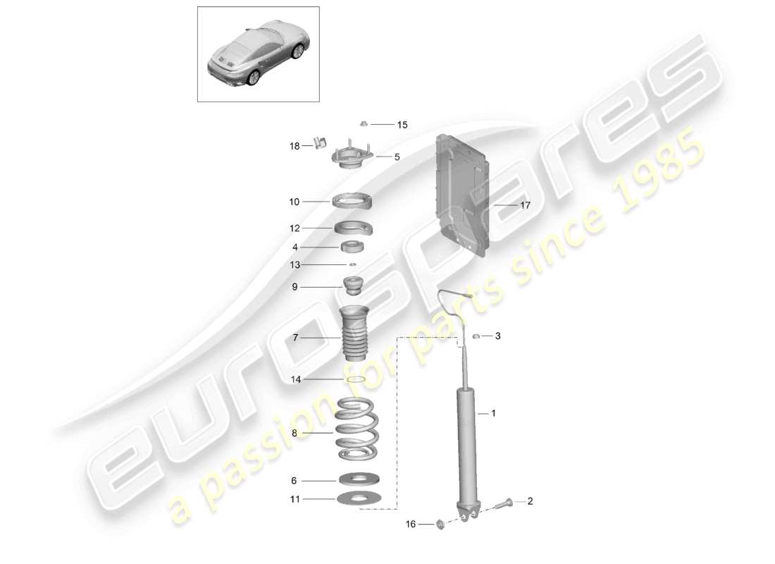 un diagrama de piezas del catálogo de piezas porsche 2018 (991-2 turbo)