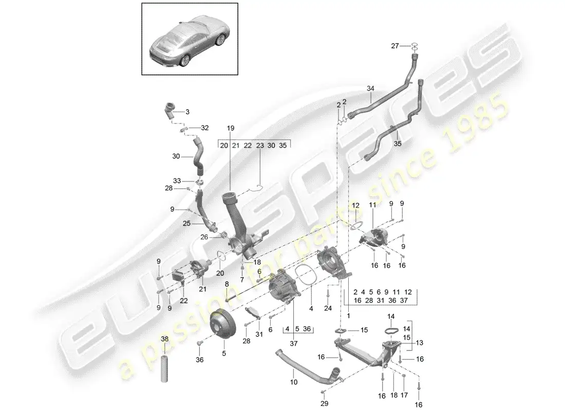 diagrama de pieza que contiene el número de pieza 90038507201