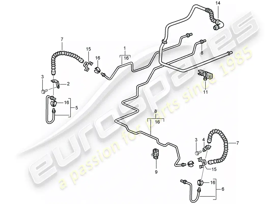 porsche 2009 997-2 turbo / gt2 línea de freno diagrama de piezas