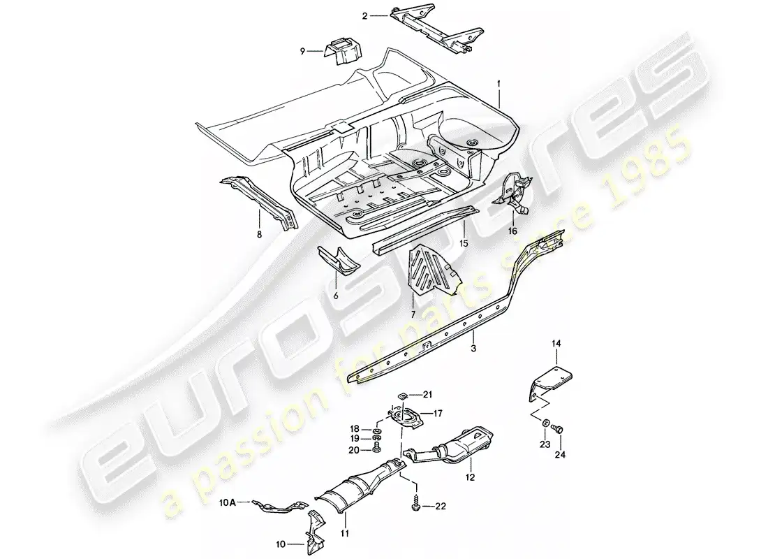 porsche 1986 (928) bandeja del piso diagrama de piezas