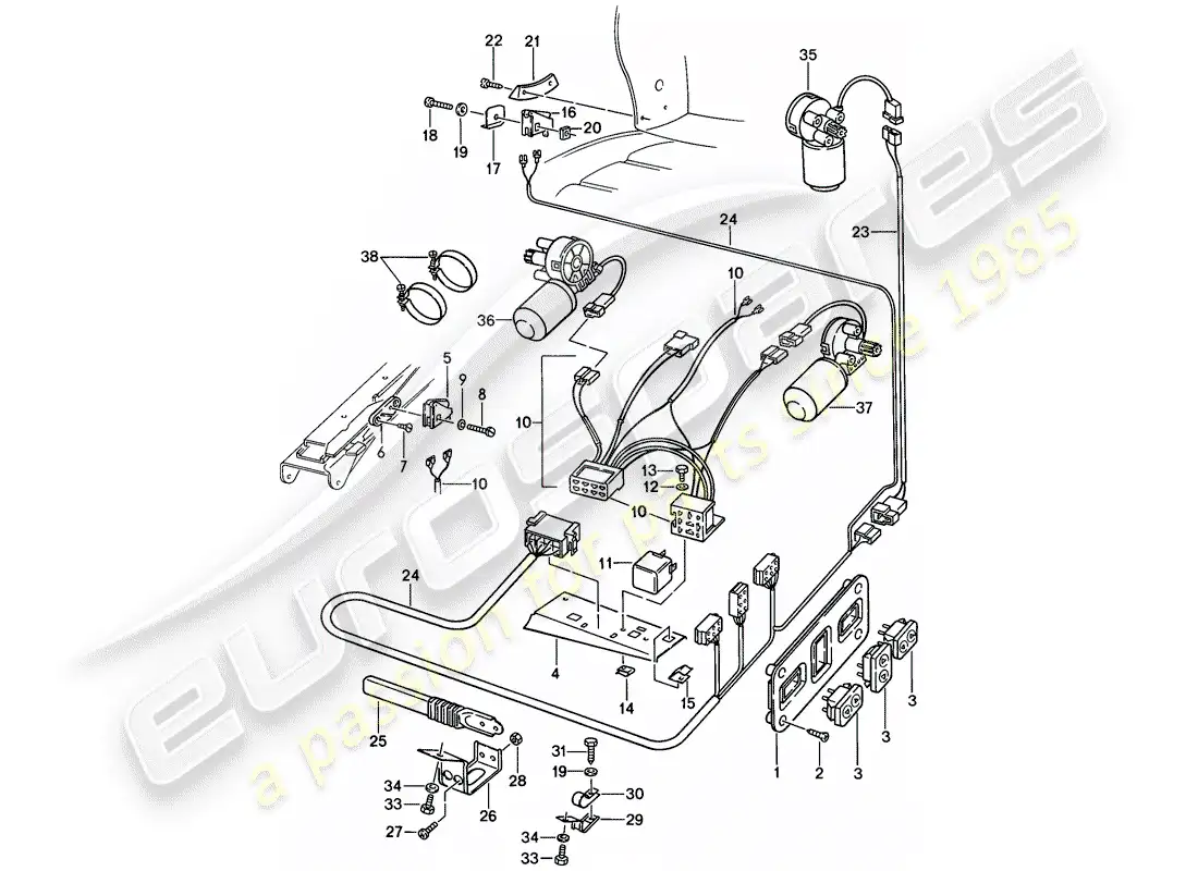 porsche 1979 (928) equipo eléctrico - accionamiento eléctrico - asiento confort diagrama de piezas