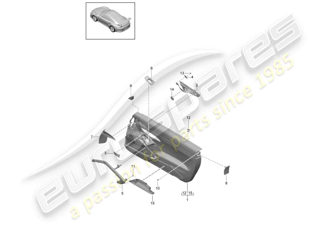 porsche 2021 (991-2 r/gt3/rs) panel de puerta gt3 ii rs accesorios >mj 2019 diagrama de piezas