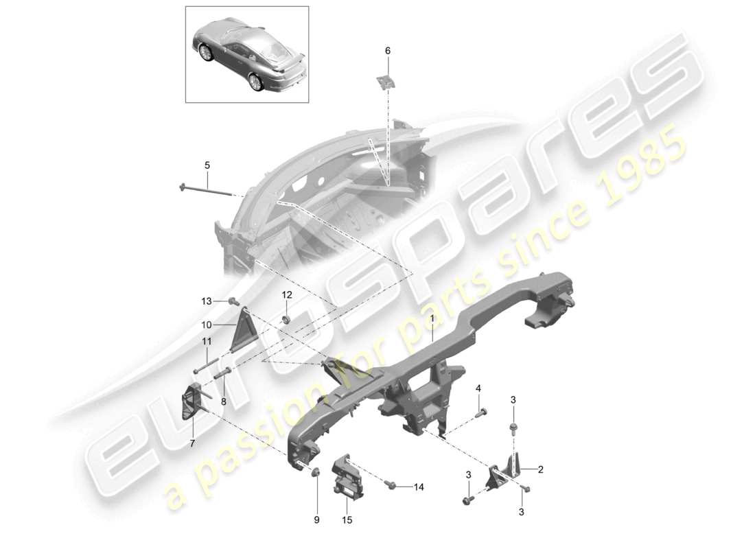 porsche 2021 (991-2 r/gt3/rs) diagrama de piezas del tablero del marco de retención
