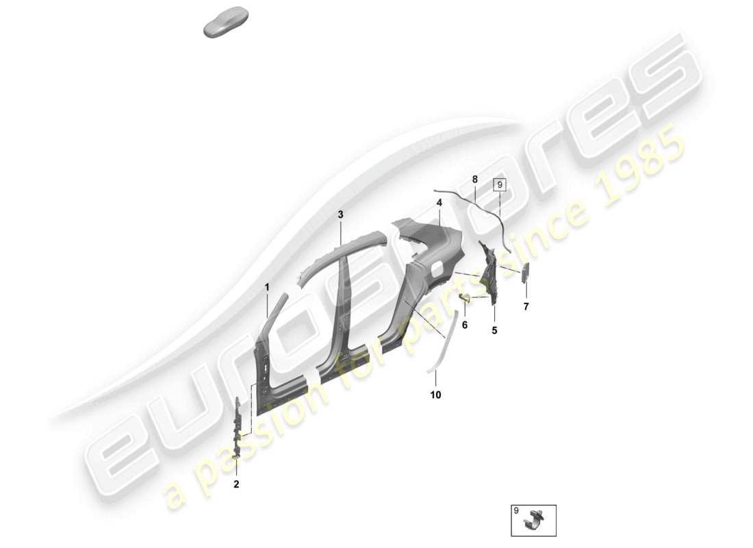 porsche 2024 (macan-e) diagrama de piezas de subpartes de piezas laterales