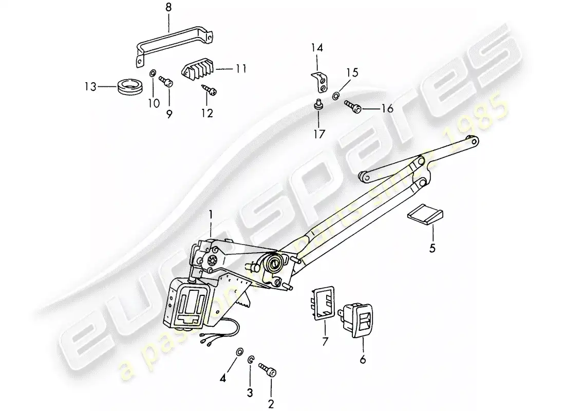 porsche 1965 (911/912) regulador de ventana - eléctrico diagrama de piezas