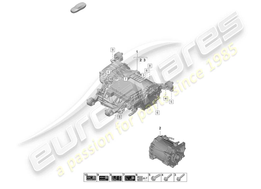 porsche 2025 (taycan 9j1-2) motor de repuesto motor de tracción para accionamiento eléctrico diagrama de piezas del eje trasero