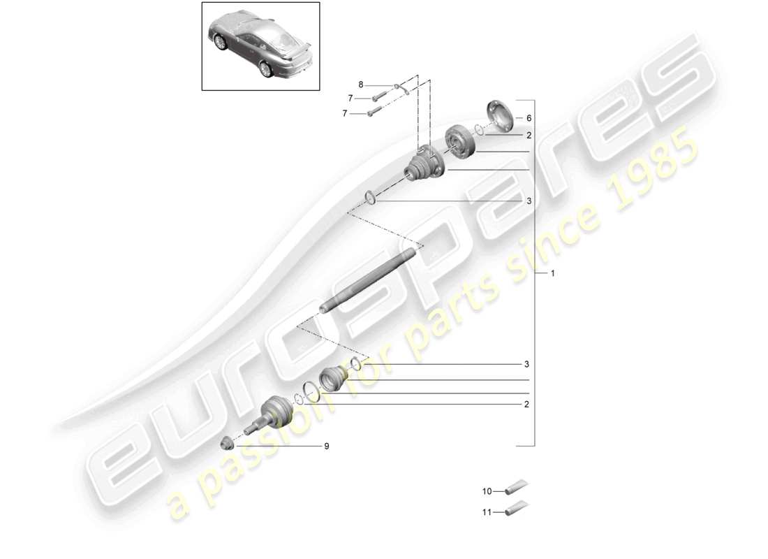 porsche 2021 (991-2 r/gt3/rs) eje de transmisión d - mj 2018>> diagrama de piezas