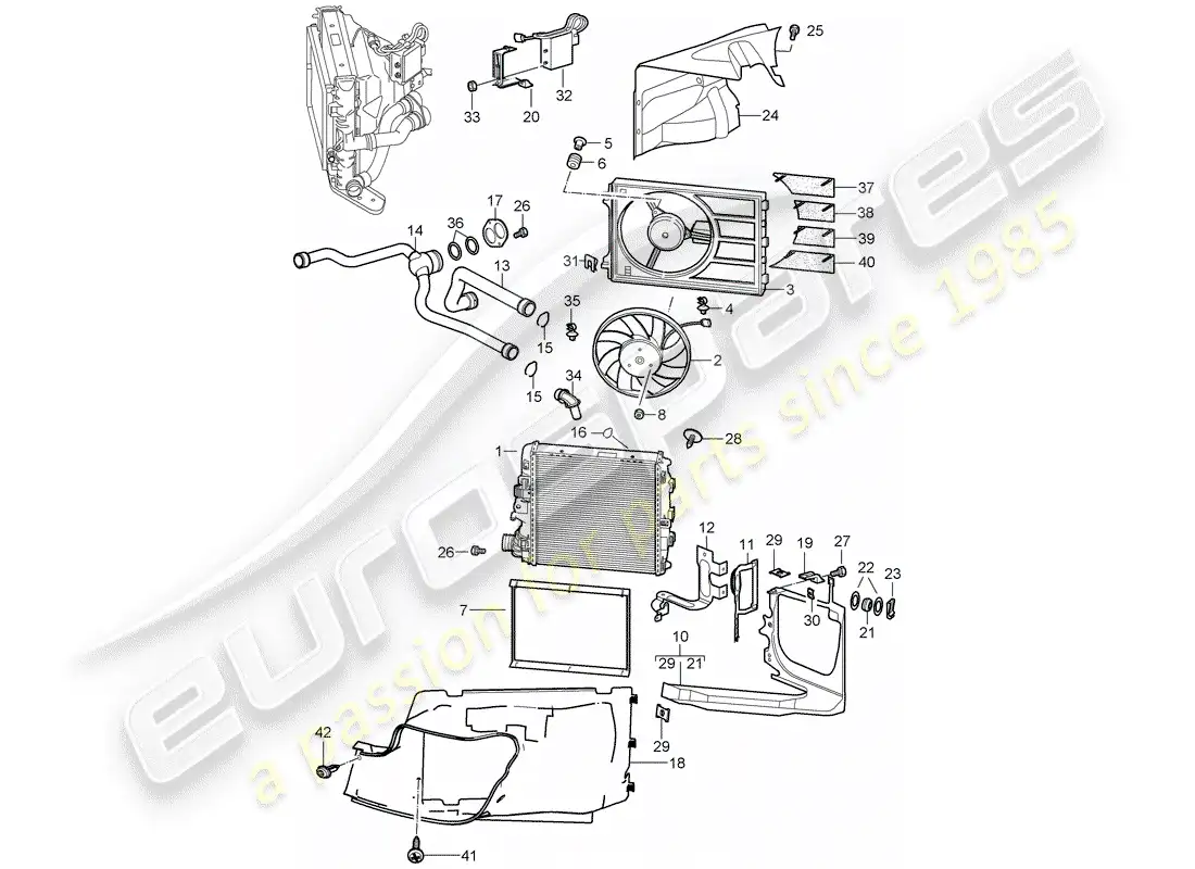 porsche 2008 (997-1 turbo / gt2) refrigeración por agua 3 diagrama de piezas